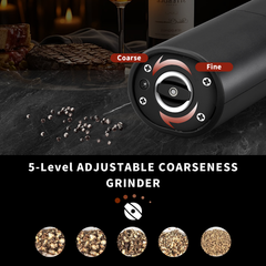 Electric salt and pepper grinder set, adjustable thickness, battery powered, kitchen seasoning tool, suitable for kitchen, gift giving