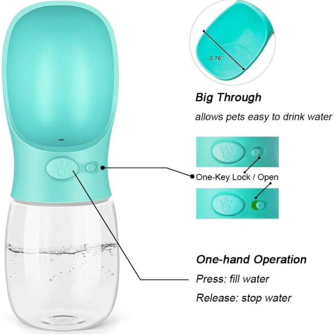 Pet Drinking Cup – Portable Splash-Proof Water Bottle with One-Key Lock