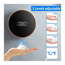 Automatic Induction Hand Sanitizer Machine Home Wall Mounted Foam Machine LED Temperature Display USB Rechargeable